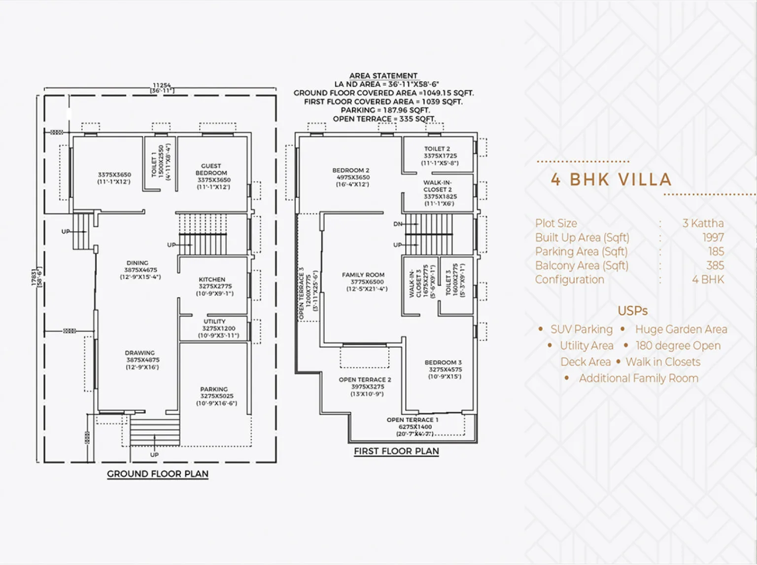 4 BHK Villa 2D Floor Plan