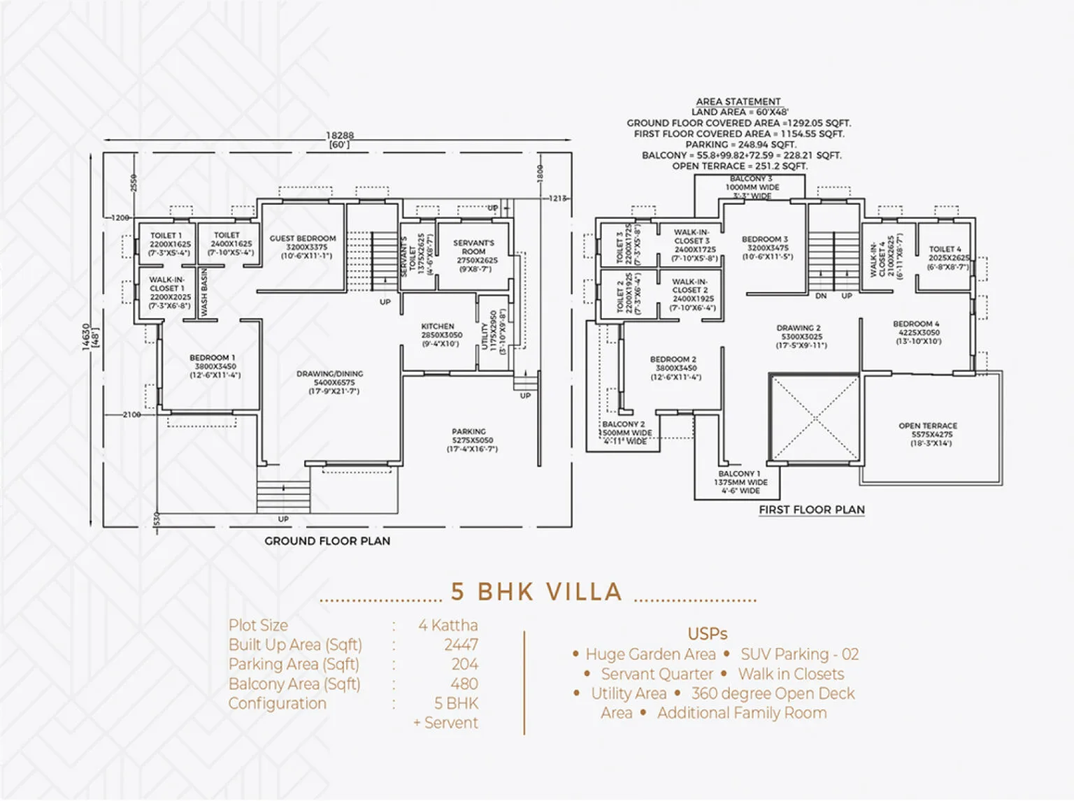 5 BHK Villa 2D Floor Plan