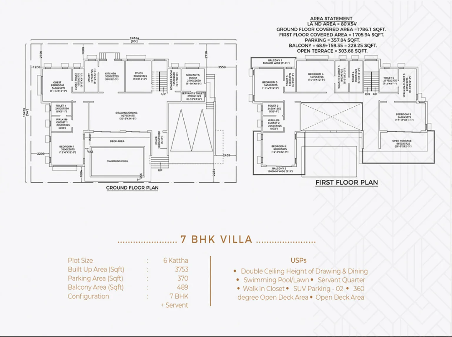 7 BHK Villa 2D Floor Plan